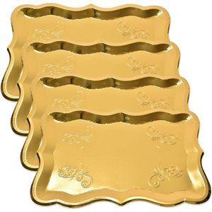 10 Gold Rectangle Trays for Dessert Table Serving Parties 9" x 13" Heavy Duty